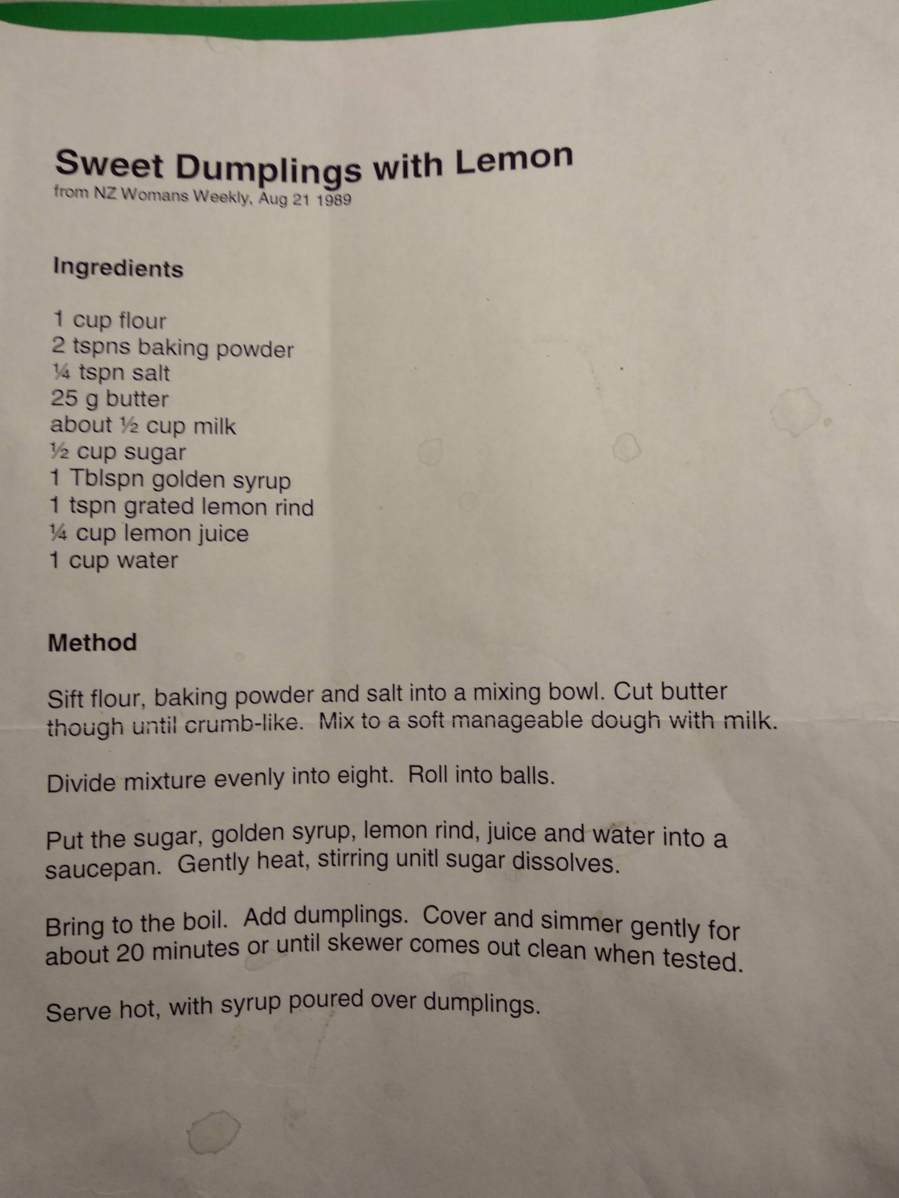 Sweet Dumplings with Lemon