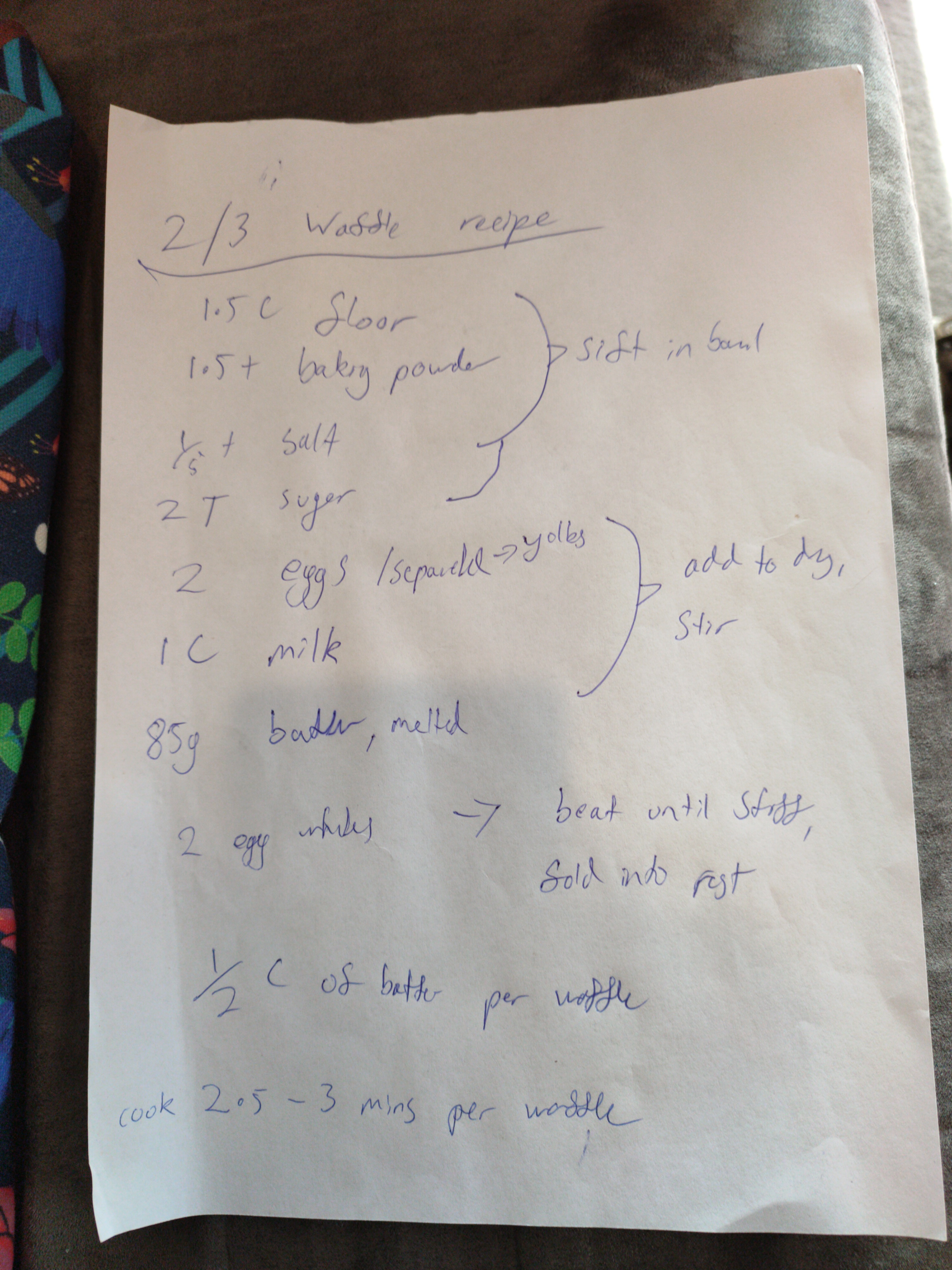 2/3 Waffle Recipe